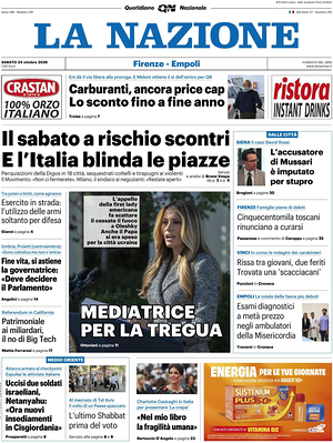 Prima pagina La Nazione di oggi - Quotidiano regionale