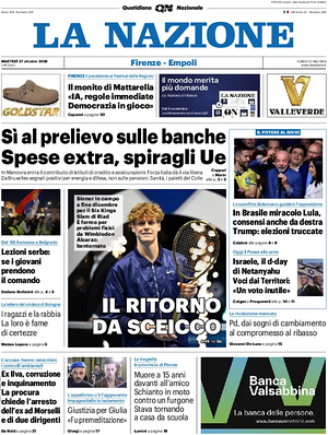 Prima pagina La Nazione di oggi - Quotidiano regionale