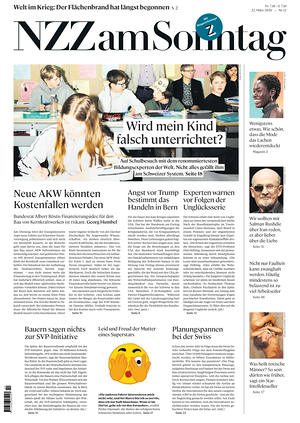Prima pagina Neue Zürcher Zeitung Sunday di oggi - Quotidiano estero