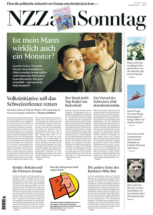 Prima pagina Neue Zürcher Zeitung Sunday di oggi - Quotidiano estero
