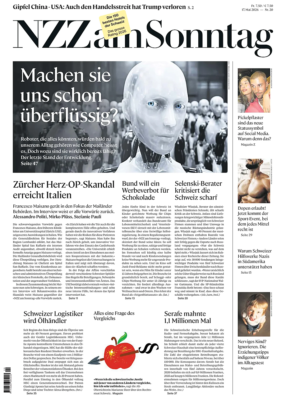Portada Neue Zürcher Zeitung Sunday de hoy - Quiosco 17 mayo 2026