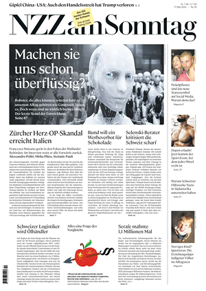 Prima pagina Neue Zürcher Zeitung Sunday di oggi - Quotidiano estero