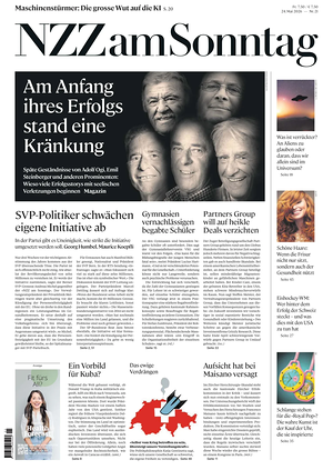 Prima pagina Neue Zürcher Zeitung Sunday di oggi - Quotidiano estero