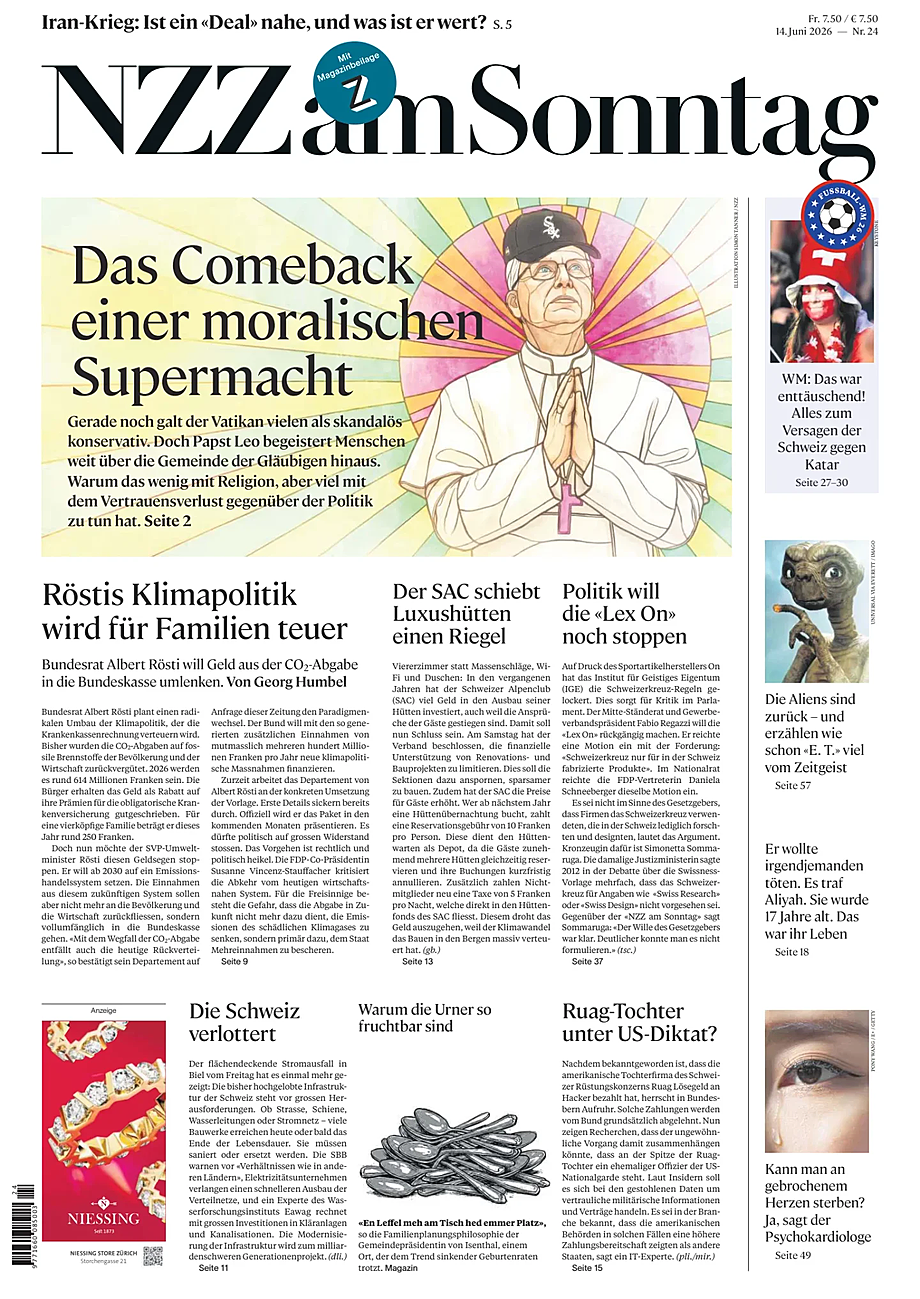 Portada Neue Zürcher Zeitung Sunday de hoy - Quiosco 14 junio 2026