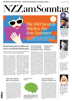 Prima pagina Neue Zürcher Zeitung Sunday di oggi - Quotidiano estero