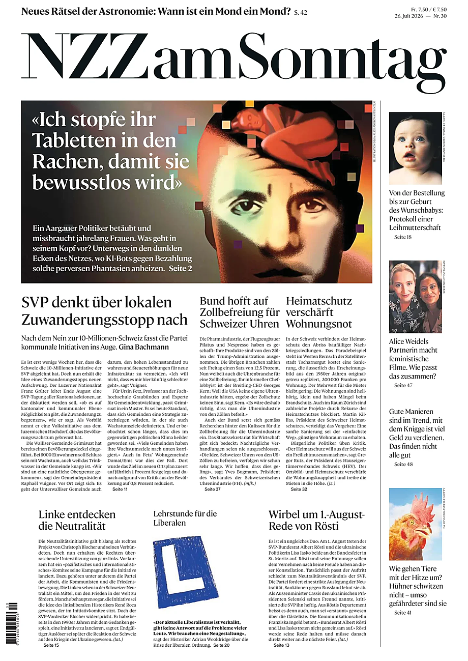 Portada Neue Zürcher Zeitung Sunday de hoy - Quiosco 26 julio 2026