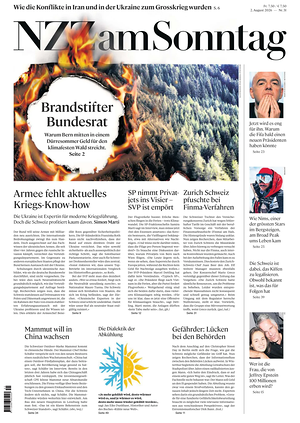 Prima pagina Neue Zürcher Zeitung Sunday di oggi - Quotidiano estero