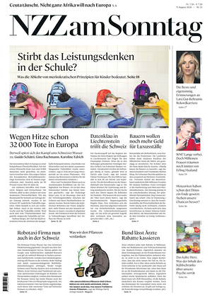 Prima pagina Neue Zürcher Zeitung Sunday di oggi - Quotidiano estero