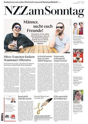 Prima pagina Neue Zürcher Zeitung Sunday di oggi - Quotidiano estero