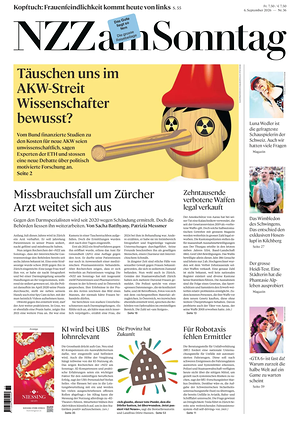 Prima pagina Neue Zürcher Zeitung Sunday di oggi - Quotidiano estero