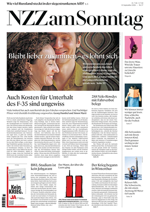 Prima pagina Neue Zürcher Zeitung Sunday di oggi - Quotidiano estero