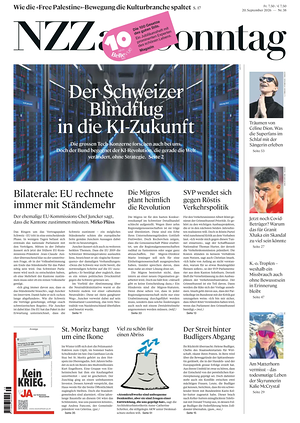 Prima pagina Neue Zürcher Zeitung Sunday di oggi - Quotidiano estero