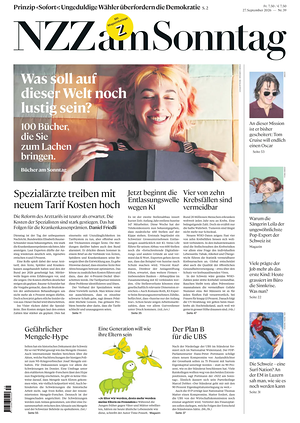 Prima pagina Neue Zürcher Zeitung Sunday di oggi - Quotidiano estero