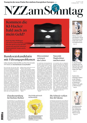 Prima pagina Neue Zürcher Zeitung Sunday di oggi - Quotidiano estero