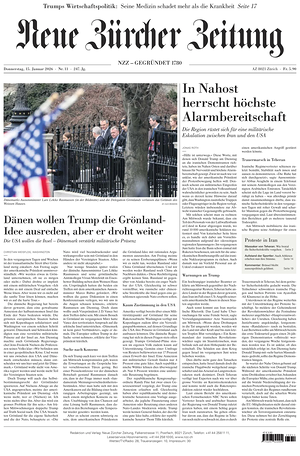 Prima pagina Neue Zürcher Zeitung di oggi - Quotidiano estero