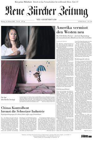 Prima pagina Neue Zürcher Zeitung di oggi - Quotidiano estero