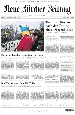 Prima pagina Neue Zürcher Zeitung di oggi - Quotidiano estero