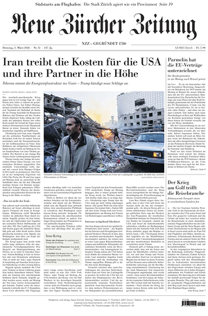 Prima pagina Neue Zürcher Zeitung di oggi - Quotidiano estero
