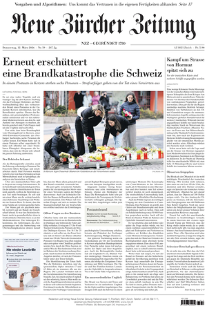 Prima pagina Neue Zürcher Zeitung di oggi - Quotidiano estero