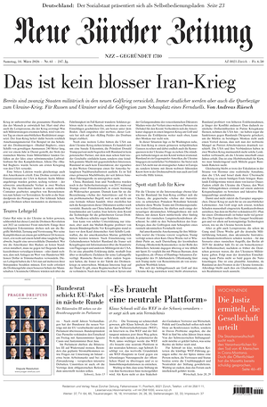 Prima pagina Neue Zürcher Zeitung di oggi - Quotidiano estero