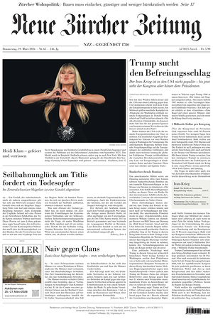 Prima pagina Neue Zürcher Zeitung di oggi - Quotidiano estero