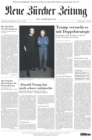 Prima pagina Neue Zürcher Zeitung di oggi - Quotidiano estero