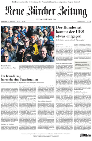 Prima pagina Neue Zürcher Zeitung di oggi - Quotidiano estero