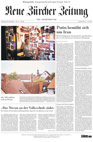 Neue Zürcher Zeitung prima pagina