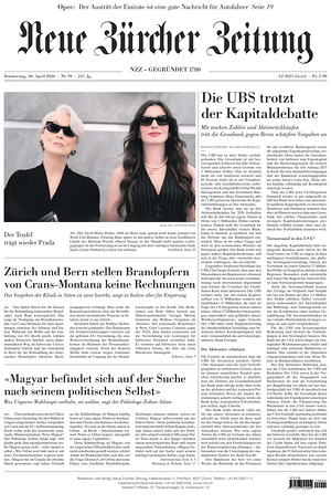Prima pagina Neue Zürcher Zeitung di oggi - Quotidiano estero