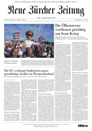 Prima pagina Neue Zürcher Zeitung di oggi - Quotidiano estero