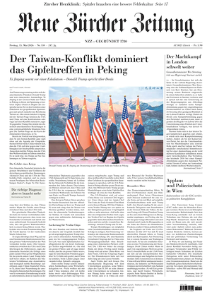 Prima pagina Neue Zürcher Zeitung di oggi - Quotidiano estero