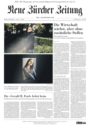 Prima pagina Neue Zürcher Zeitung di oggi - Quotidiano estero
