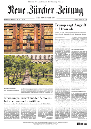 Prima pagina Neue Zürcher Zeitung di oggi - Quotidiano estero