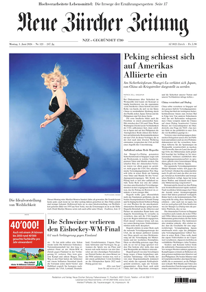 Prima pagina Neue Zürcher Zeitung di oggi - Quotidiano estero