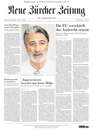 Prima pagina Neue Zürcher Zeitung di oggi - Quotidiano estero