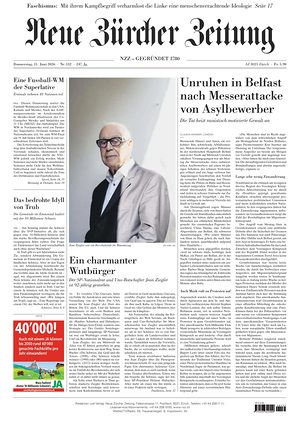 Prima pagina Neue Zürcher Zeitung di oggi - Quotidiano estero