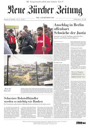 Prima pagina Neue Zürcher Zeitung di oggi - Quotidiano estero