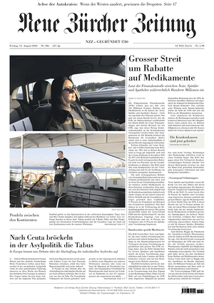 Prima pagina Neue Zürcher Zeitung di oggi - Quotidiano estero