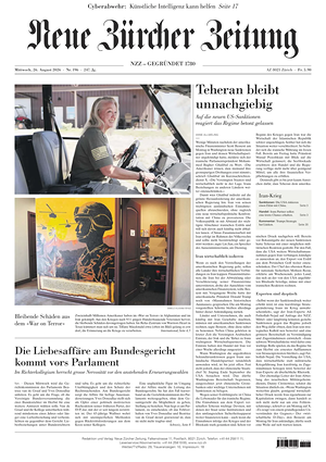 Prima pagina Neue Zürcher Zeitung di oggi - Quotidiano estero
