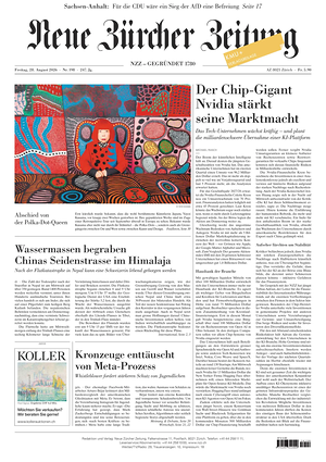 Prima pagina Neue Zürcher Zeitung di oggi - Quotidiano estero