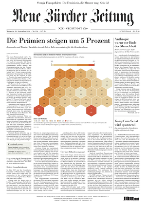 Prima pagina Neue Zürcher Zeitung di oggi - Quotidiano estero