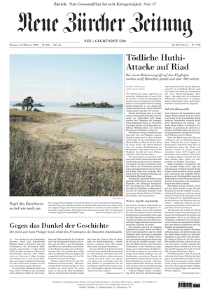 Prima pagina Neue Zürcher Zeitung di oggi - Quotidiano estero