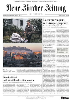 Prima pagina Neue Zürcher Zeitung di oggi - Quotidiano estero
