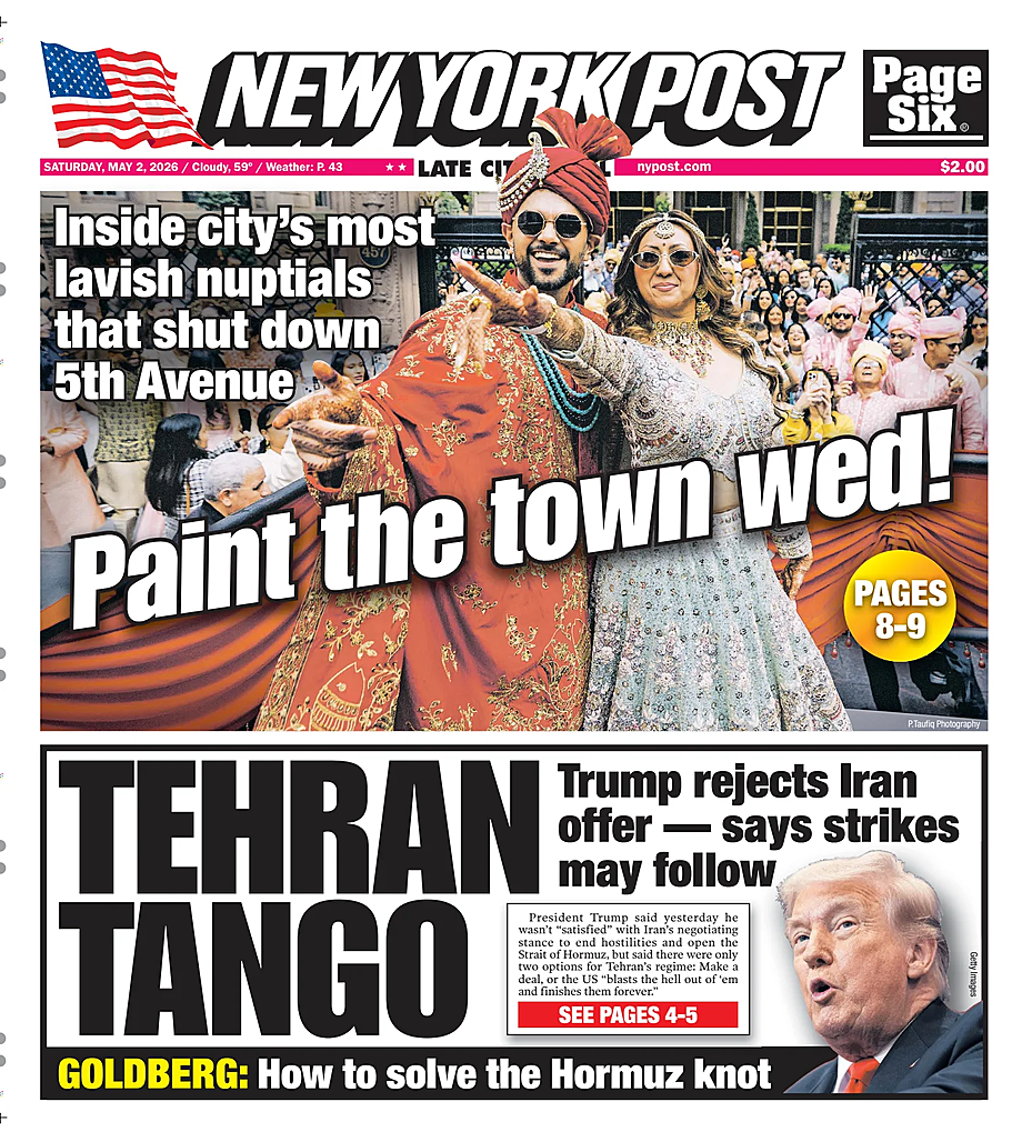 Portada New York Post de hoy - Quiosco 2 mayo 2026