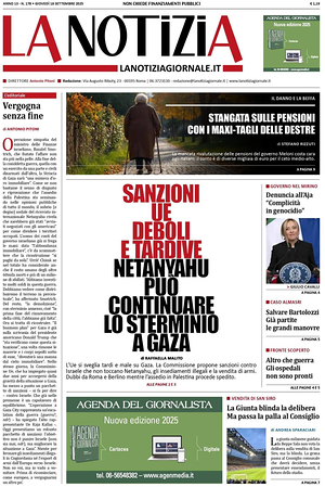 Prima pagina La Notizia di oggi - Quotidiano nazionale