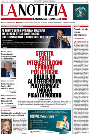Prima pagina La Notizia di oggi - Quotidiano nazionale
