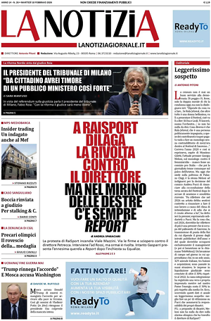 Prima pagina La Notizia di oggi - Quotidiano nazionale