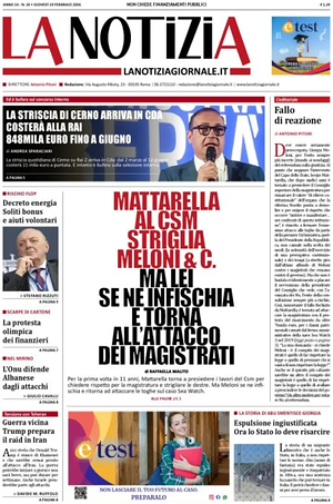 Prima pagina La Notizia di oggi - Quotidiano nazionale