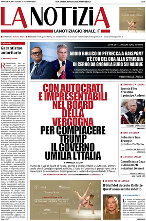 Prima pagina La Notizia di oggi - Quotidiano nazionale