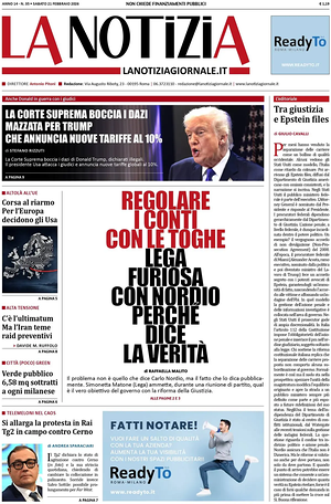 Prima pagina La Notizia di oggi - Quotidiano nazionale